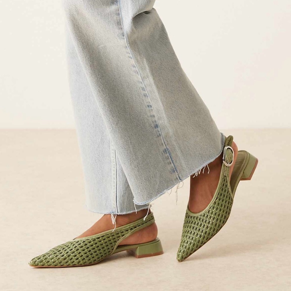 Woven Green Slingbacks